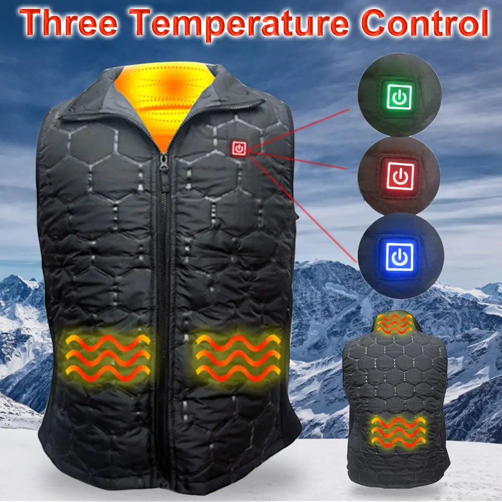 

Electric Charging Heated Vest Three-gear Adjustable Temperature Intelligent Warm Clothes Washable For Winter Outdoors Jacket New