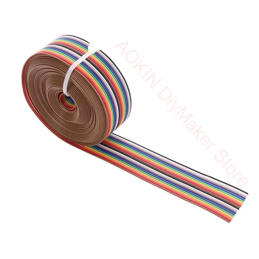 5M 1.27mm 20P DuPont Cable Rainbow Flat Line Support Wire Soldered Cable Connector Wire 20 pin For Arduino Diy Kit