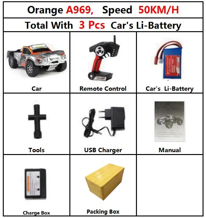 orange 50kmH a969 3b BestPrice Wltoys A969 Радиоуправляемый гоночный автомобиль 50 км/ч 70 км/ч RC Drift короткий курс грузовика дистанционного Управление 4-х колесный амортизатор для грузовиков - Цвет: orange 50kmH a969 3b