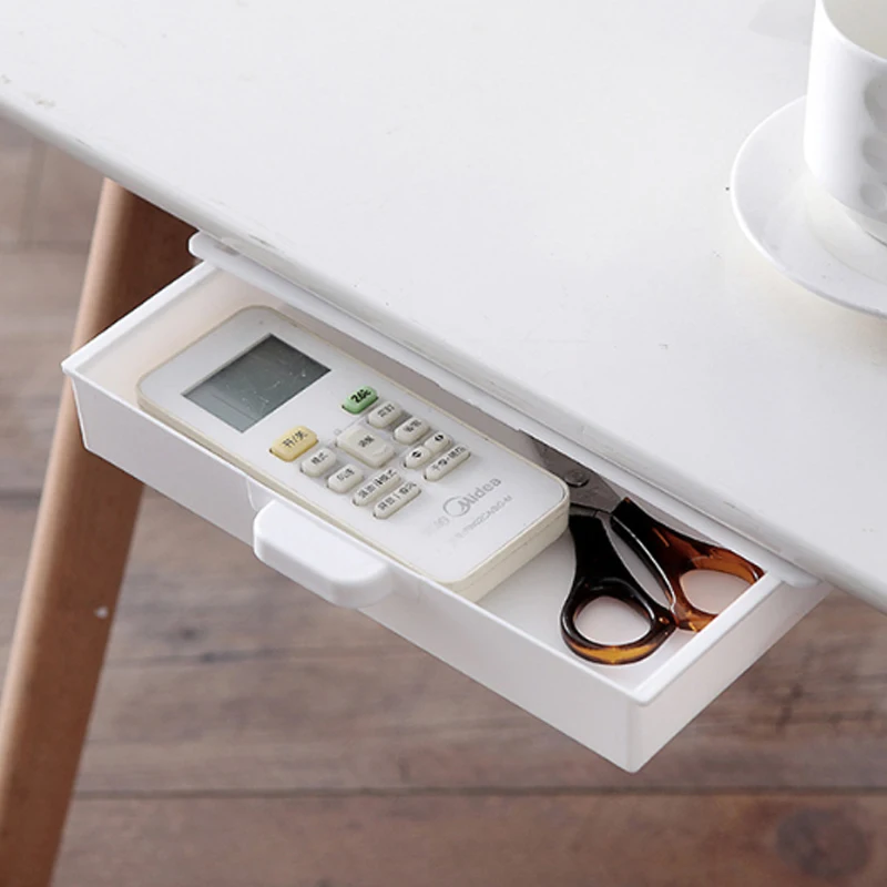 

Under Desk Storage Box Invisible Drawer Desk Bottom Paste Type Finishing Box Dtudent Dormitory Desktop Creative Dtationery Box