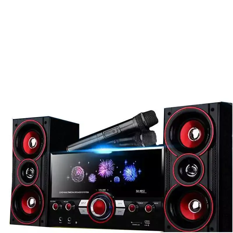 Новый деревянный 2 1 Bluetooth динамик Мультимедийный звук с микрофоном караоке