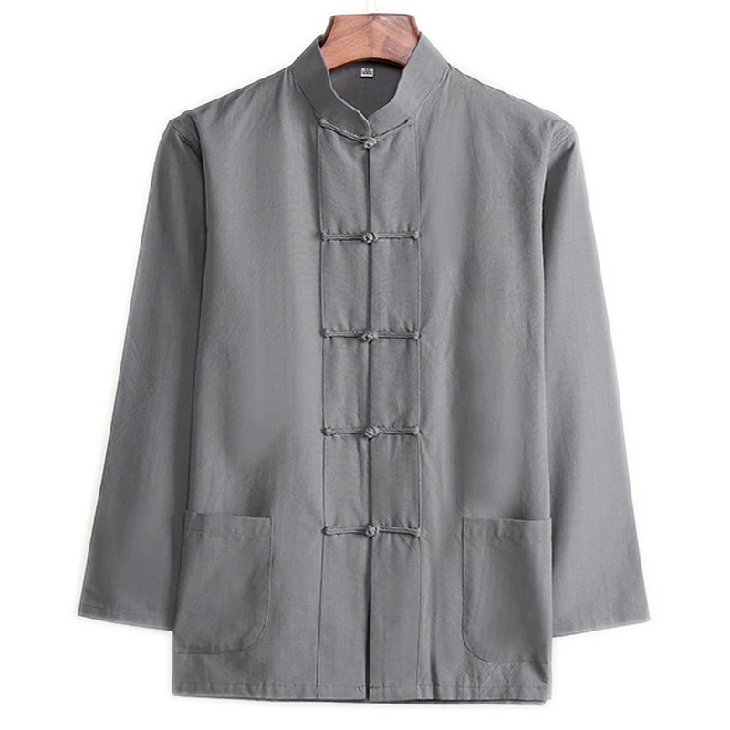 Костюм Тан китайский традиционный Топ мужская рубашка с длинными рукавами на