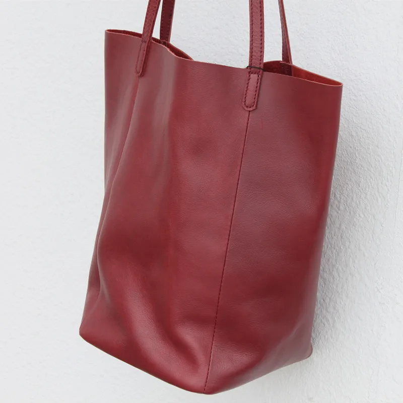 

Simple Casual Genuine Leather Shoulder Bag Women Totes Bag Luxury Designer Shopper Commuter Bag Large Capacity Leather Handbags