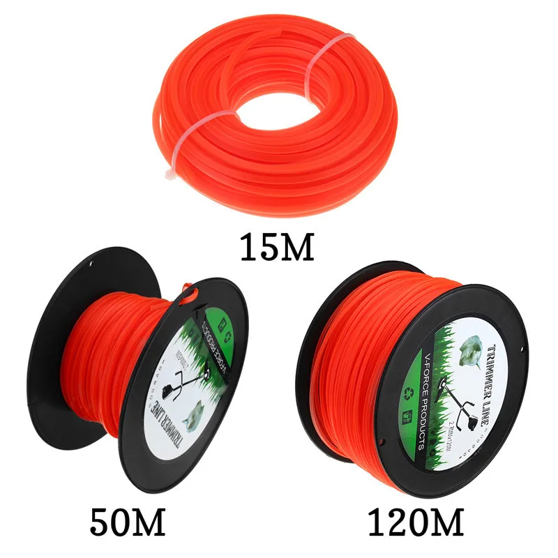 

2.7mm 50m/120m Mowing Nylon Rope Line Strimmer Brushcutter Trimmer Long Round Roll Square Grass Trimmer Head Nylon line