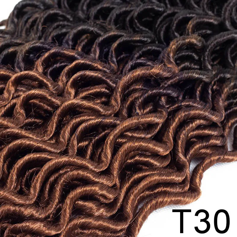 T1B/30 Элегантный Муз Faux locs Curly накладные волосы на крючке, затененные, волосы синтетический эффектом деграде(переход от темного к каштановые волосы для наращивания 18 дюймов 24 подставки для плетения волос - Цвет: T1B/30