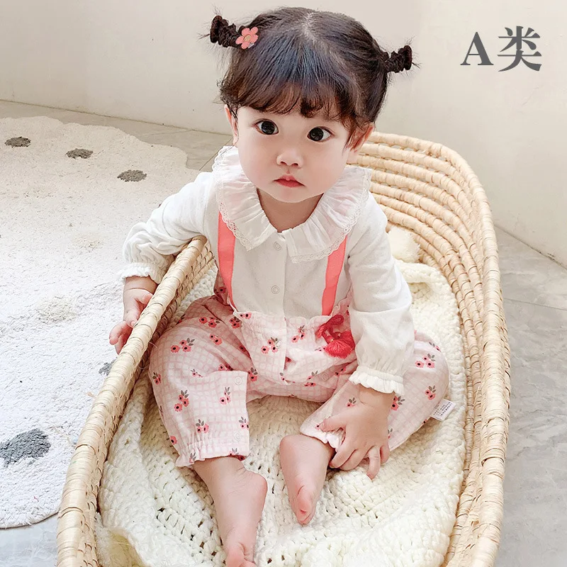 

new born clothes toddler rompers cotton soft autumn long sleeve Lovely stitching style with flower pattern jumpsuit