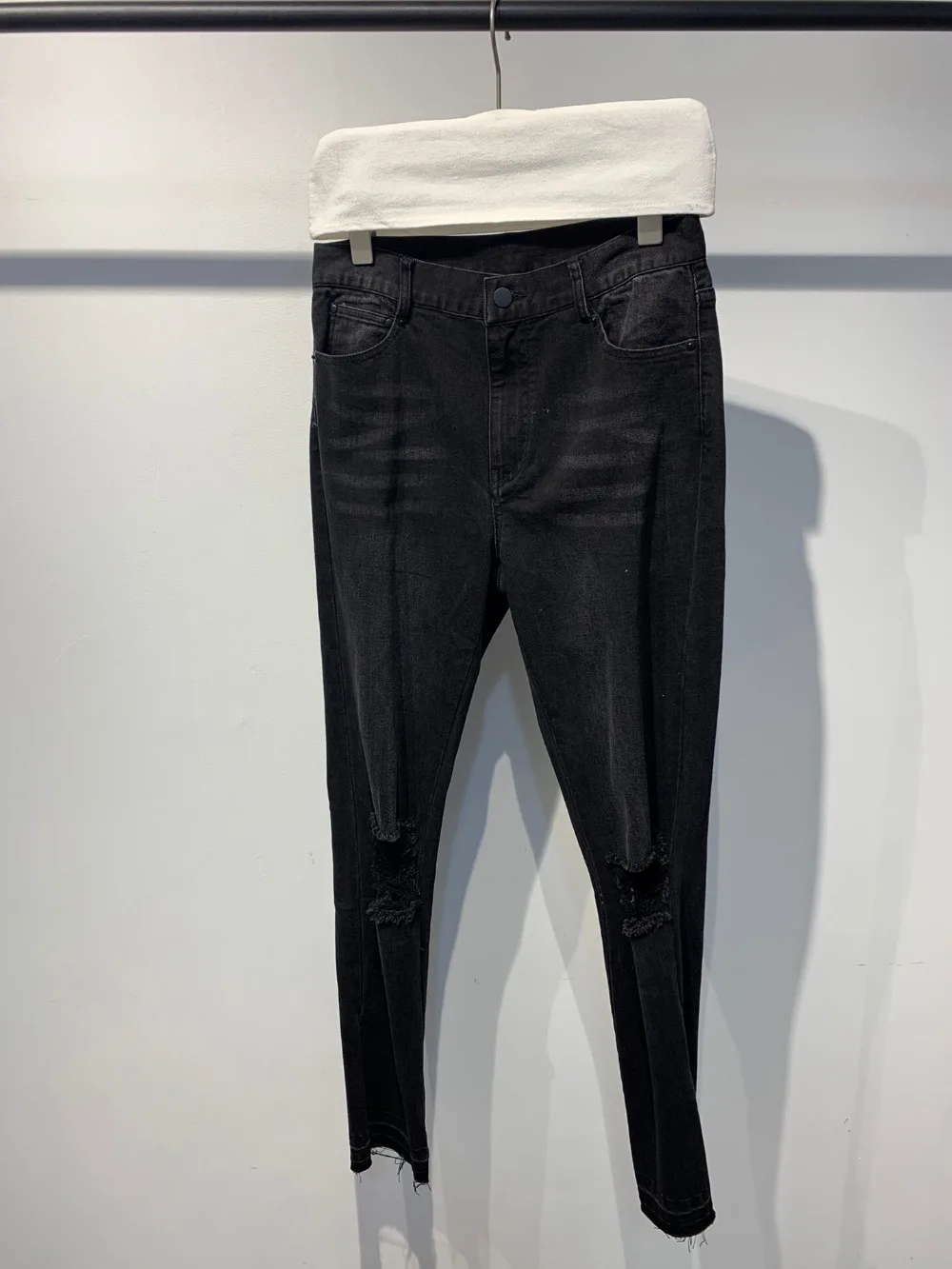 2019FW новые женские повседневные джинсы с дырками женские прямые джинсовые брюки с разрезом джинсы ddxgz2