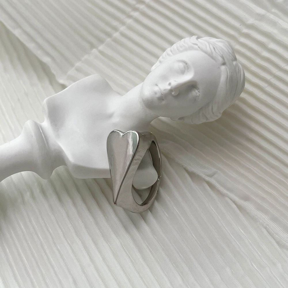 Monlansher Массивное геометрическое кольцо в форме сердца золотого и серебряного