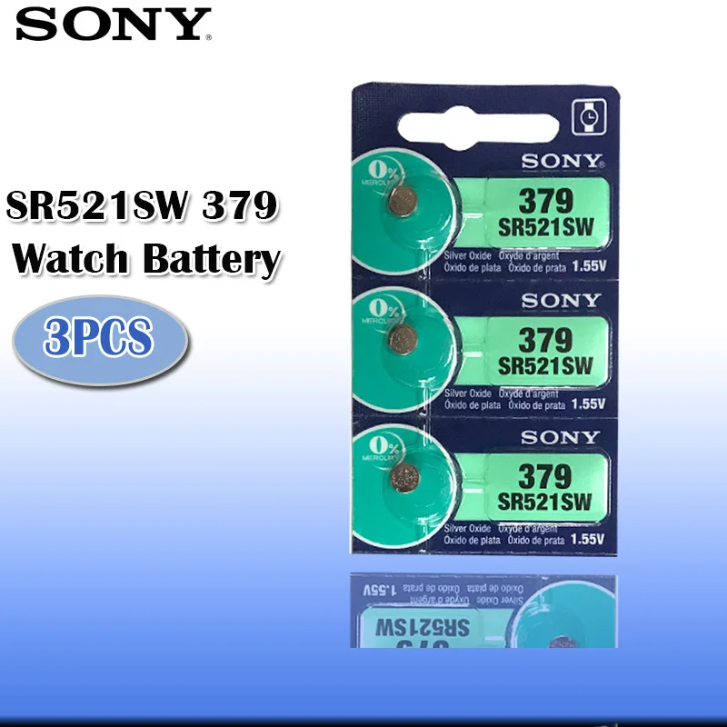 3 шт. sony 379 SR521SW SR63 D379 V379 AG0 Серебро Оксид часы батарея 379 SR521SW Кнопка монета ячейка Сделано в Японии
