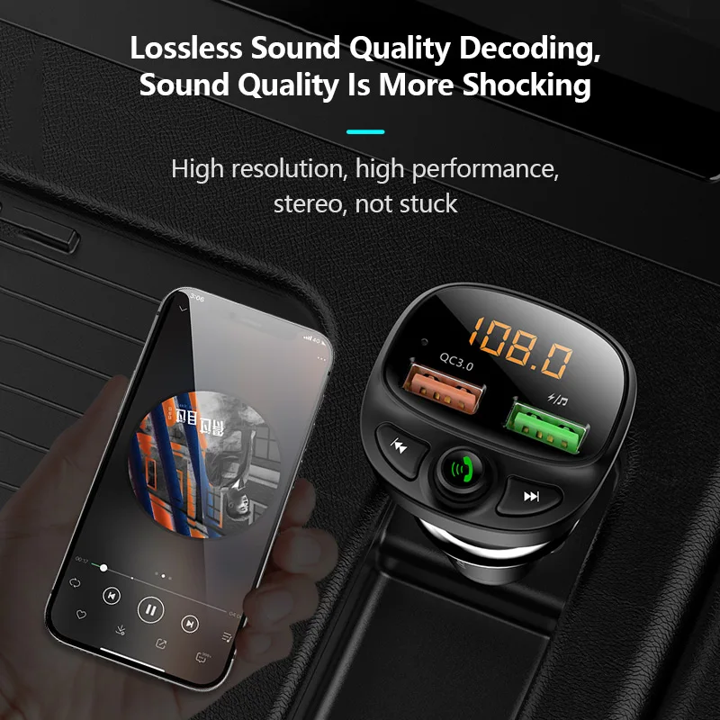 

Dual USB Car Charger Quick Charge For iPhone Xiaomi FM MP3 Player LED Fast Charging In Car Wireless Handsfree Audio Receiver Car