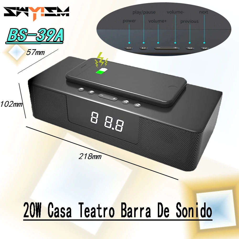 

4000Mah Theater High Power Sound Bar Multi-Function Bluetooth Speaker Music Center Subwoofer LED Display TV PC Some Ordenador