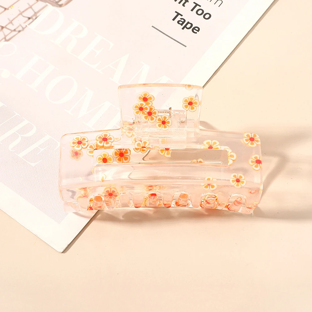 

1Piece Fashion Transparent Colorful Shark Clip Women Sweet Fruit Plate Hair Catch Clip INS Korean Hairpins Crab Claws Clamp