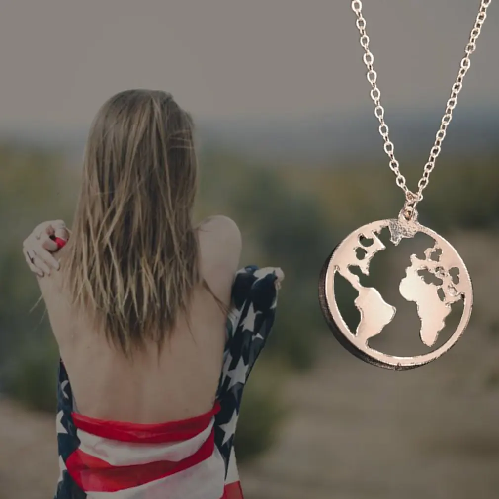 Геометрический круг карта кулон ожерелье Мода простой полые шеи цепи ключицы