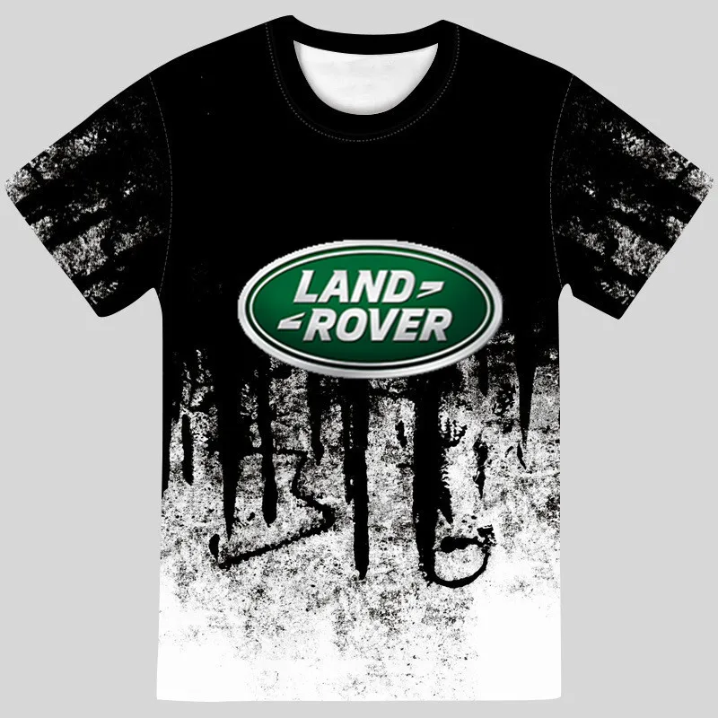 

Summer T-shirt Men's Fun 3D Land Rover Car Logo Print Short Sleeve Men's Fashion Large Size Ou Size Slim Men's Women's T-shirt