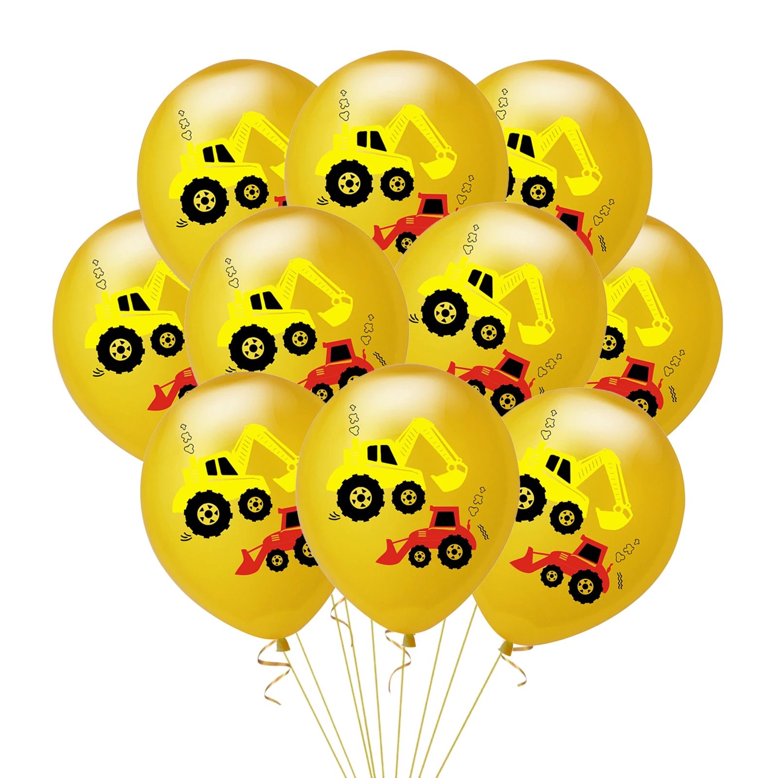 Cartoon Excavator Latex Balloon Cake Topper Construction Vehicle Banner Truck Balloon Car Theme Birthday Party Decor Supply