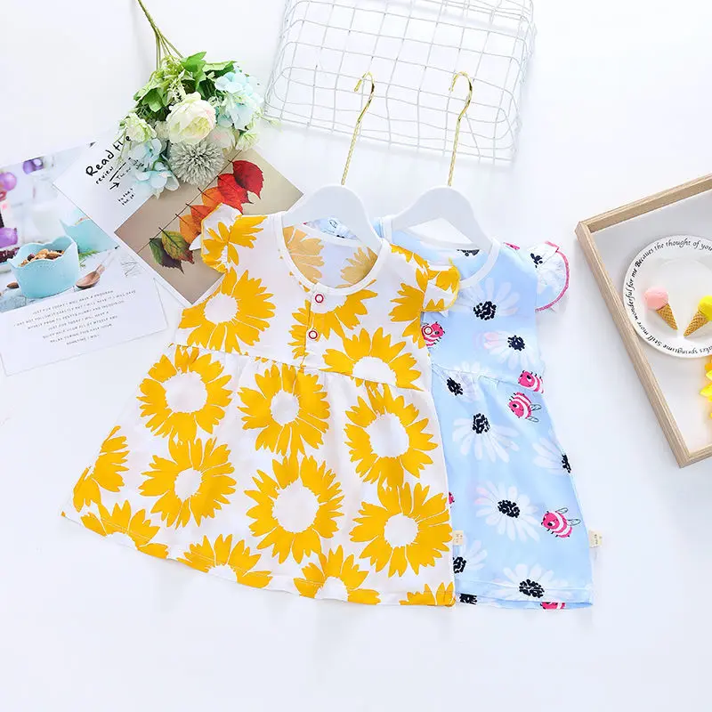Новые платья для девочек хлопковое летнее платье маленьких принцессы детская