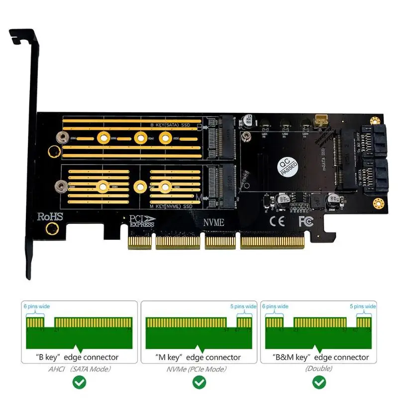 

3 in 1 mSATA M.2 PCIE NVMe SSD to PCI-E 3.0 4X SATA 3.0 Adapter Card for M2 NVMe AHCI SATA mSATA Solid State Disk Converter