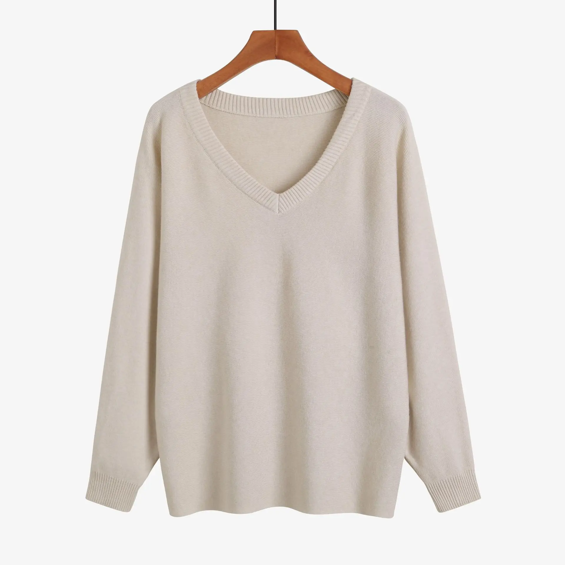 

Basic V-neck Chic Cashmere Sweater Solid Color Pullover Women Winter Autumn Long Sleeve Female 2020 Sweater Loose Casual Sweater