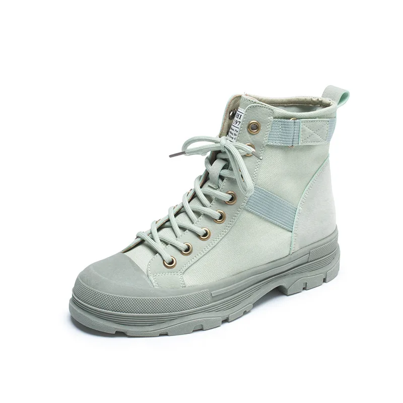 

autumn new thin fashion British style Canvas boots women 2020 thick bottom breathable mesh red skinny short boots