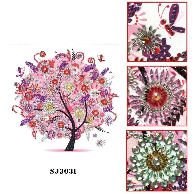 AZQSD Diamond Embroidery Flower Tree Special Shaped Rhinestones Diamond Painting Needlework Butterfly 5D DIY Crystal Painting