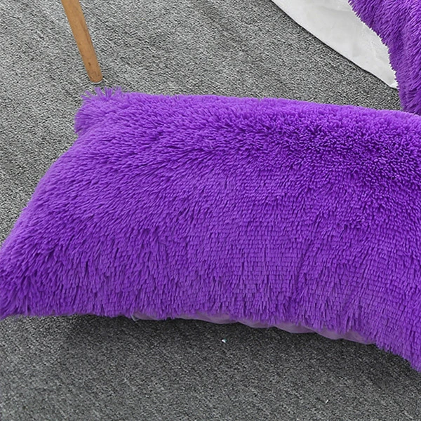 Dark Purple 45x45 см плюшевая наволочка для подушки, декоративная наволочка для дивана и кровати, мягкая уютная наволочка для подушки - Цвет: Dark Purple