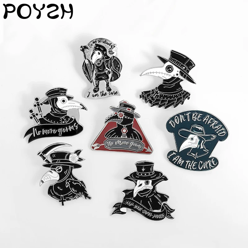Чума доктор эмаль броши ворона клюв лицо булавки Пользовательские Значки для