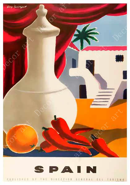 Испания Мадрид Сан себапятно путешествия холст живопись Винтаж стены крафт