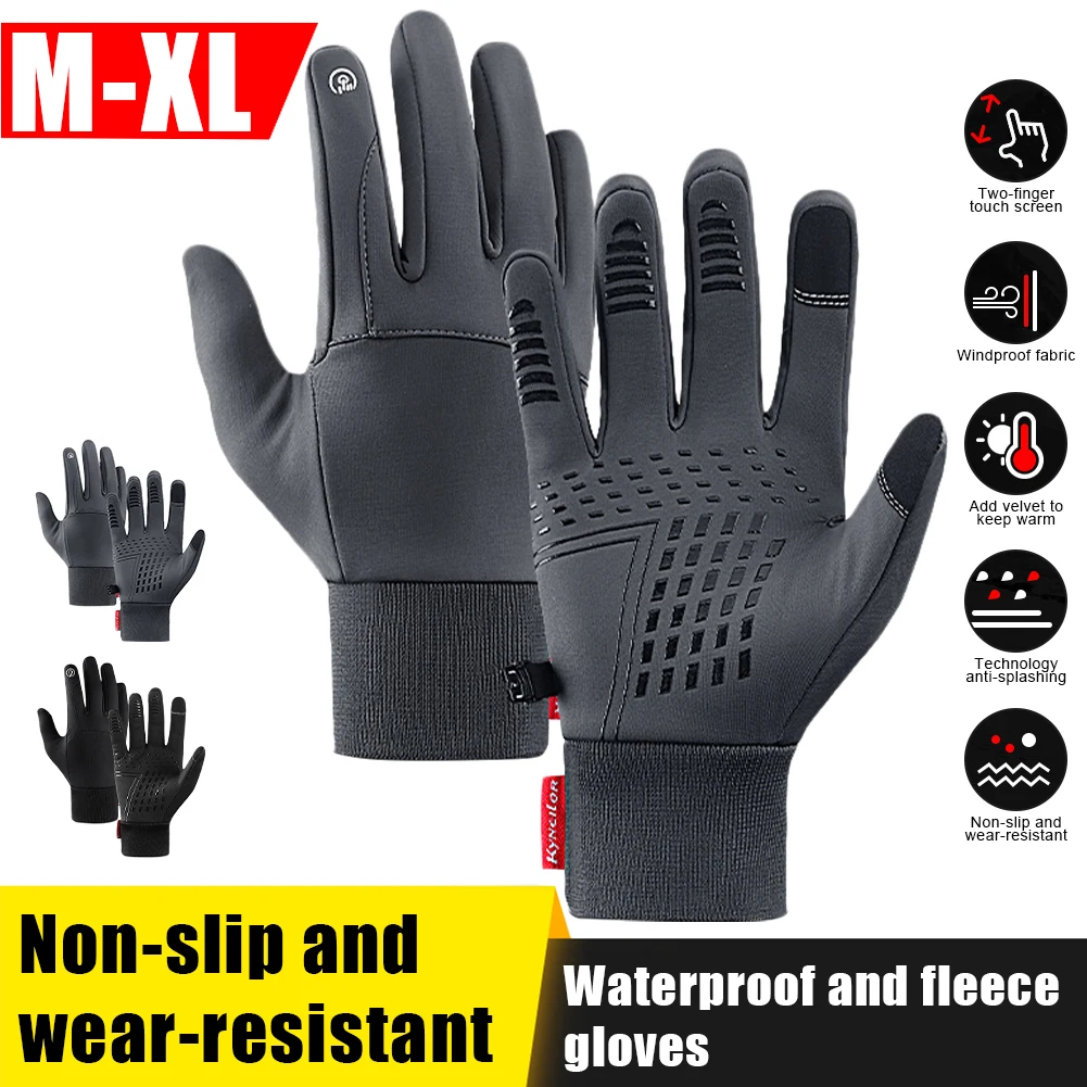 

Winter Cycling Gloves Touch Screen Padded Anti-Slip Palm Waterproof Windproof Thermal Glove For Running Cycling Driving Outdoor