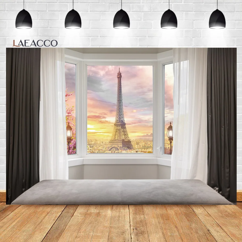 

Laeacco Эйфелева башня Париж внутренние окна пейзаж фотографии фоны дети взрослые портрет фотосессия фон фотостудия