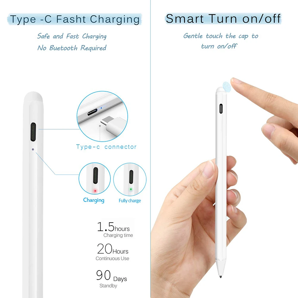Портативный алюминиевый + POM перезаряжаемый стилус для письма с сенсорным
