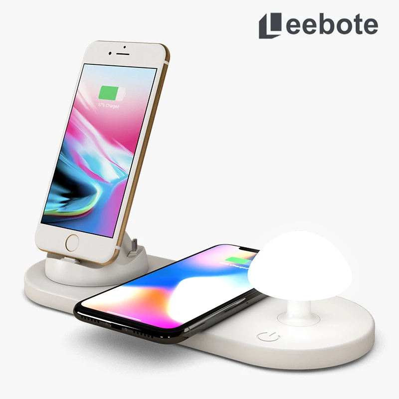 

LED Mushroom Light Wireless Charger Base For iPhone USB Charger Lnduction Wireless Charger For Samsung