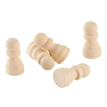 9Pcs/set Wooden Dolls Wood Color Chess Wooden Chess Pieces Children's Educational Board Game 3