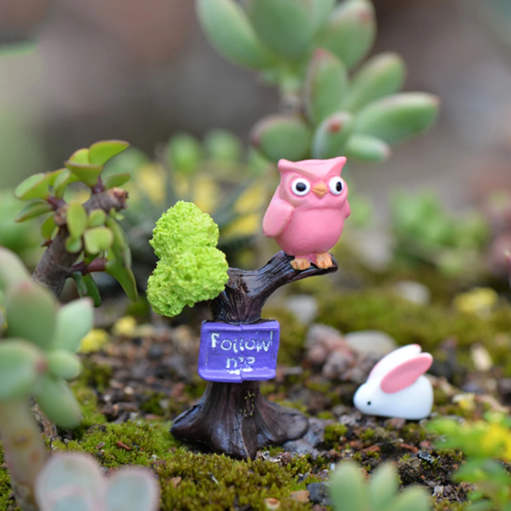

DIY Resin Owl Tree Branch Mini Crafts Miniatures Fairy Garden Ornaments Bonsai Micro Landscape Garden Decoration