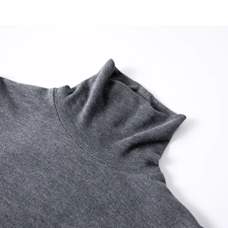 Женские футболки с воротником стойкой теплый Топ длинным рукавом и высоким