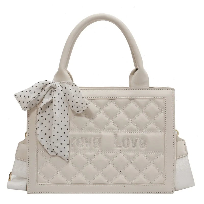 

2021 New Summer High-Quality Popular All-Match Western Diamond Lattice Silk Scarf Letters Women'S Shoulder Crossbody Tote Bag