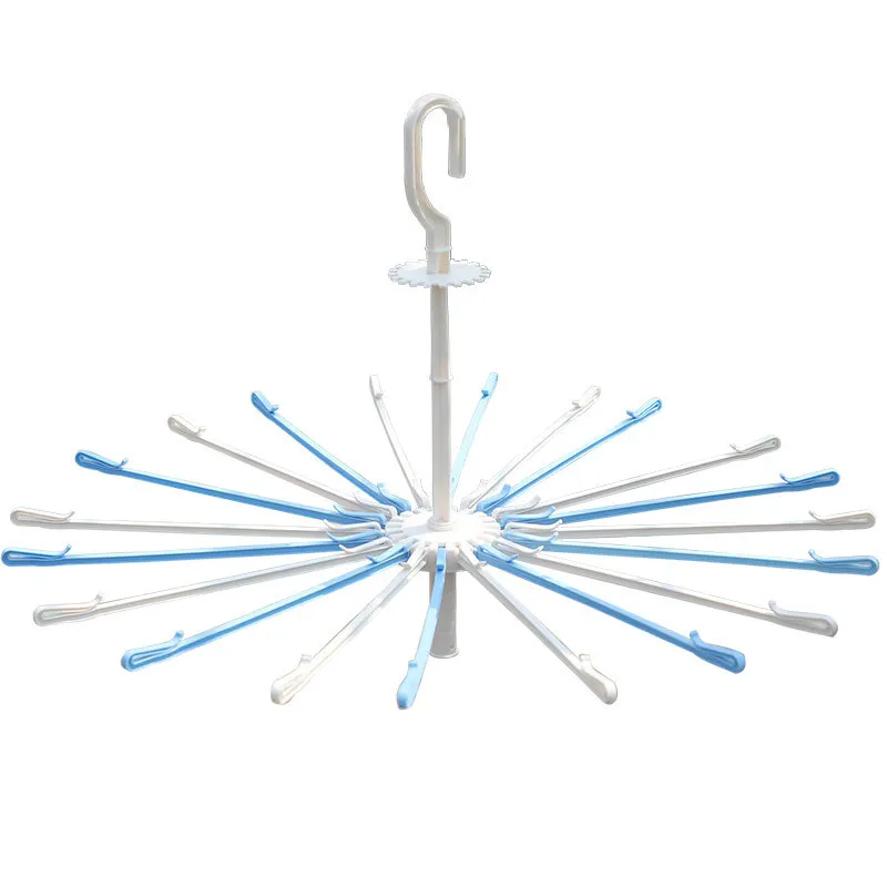 White and Blue WBBOOMING, складная пластиковая сушилка, Детская стойка для зонтиков, вешалка для полотенец, детские подгузники, папка для высыхания ветра, 20 вращающихся петель - Цвет: White and Blue