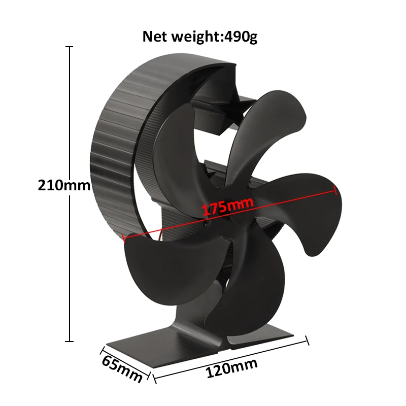 Новый вентилятор для каминной плиты с 5 лопастями черный нагревательный тихий