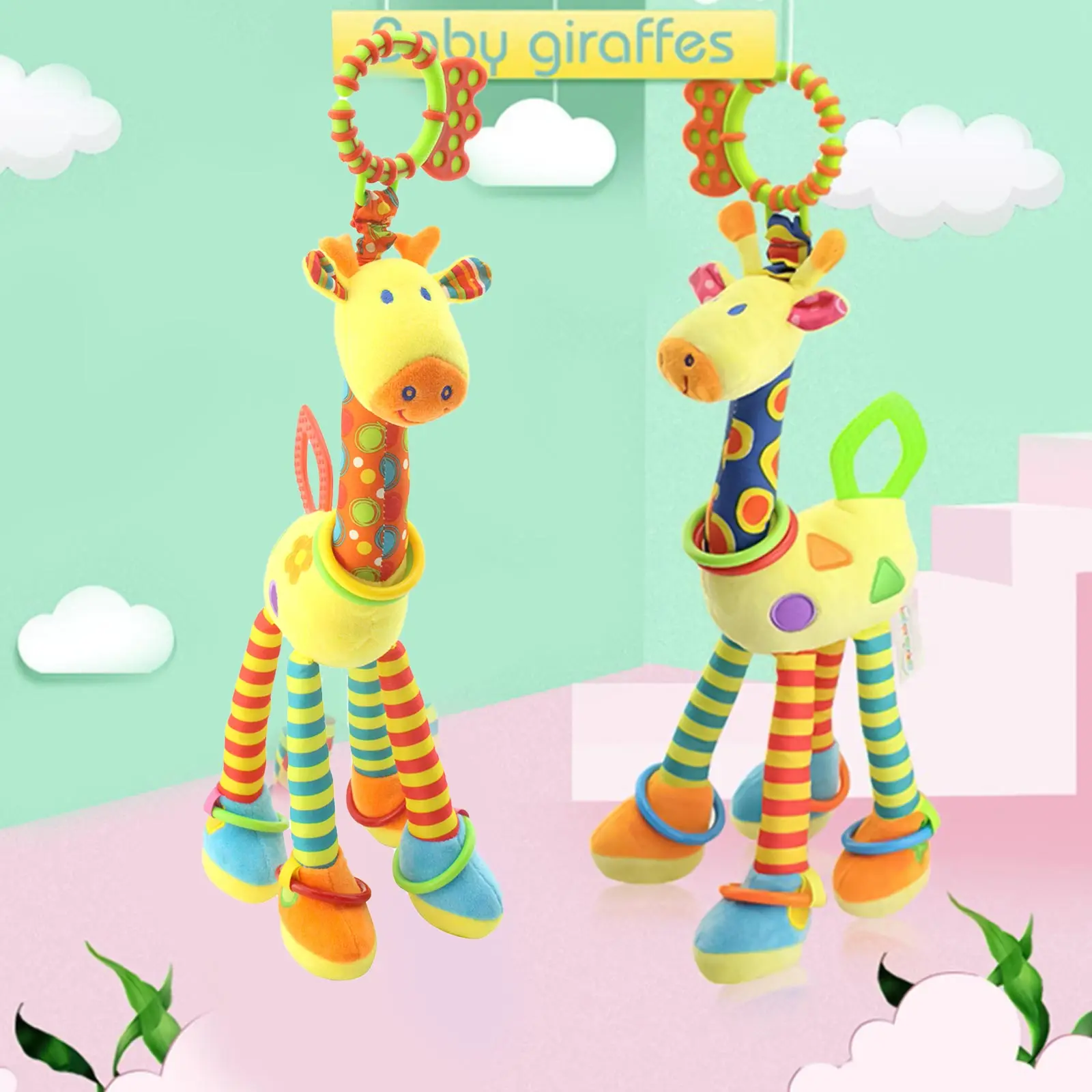 

Plush Infant Toys Soft Giraffe Animal Handbells Baby Development Lovely Newborn Baby Rattles Plush Pram Bed Bells Handbell