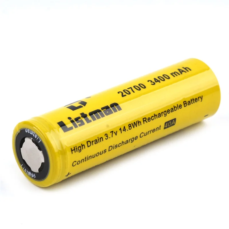 Vape Battery Listman IMR 20700 3.7V Rechargeable Lithium 3400mAh 40A Electronic Cigarette For Box Mod | Электроника