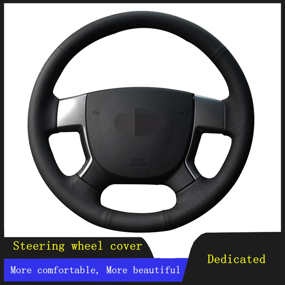 

DIY Car Accessories Steering Wheel Cover Black Hand-stitched Breathable Genuine Leather For Geely EMGRAND EC7 EC715 EC718