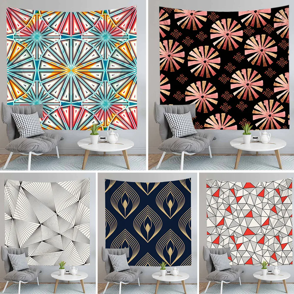 Geometric Tapestry Wall Hanging Hippie Mandala Walls Cloth Tapestries Backdrop Decor Psychedelic Carpet | Дом и сад