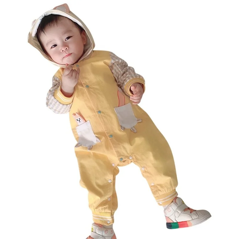 

2021 Autumn Newborn Hooded Rompers Cartoon Animal Appearance Baby Girls Boys Clothes Outfits for Infant Baby Clothing Bodysuitt
