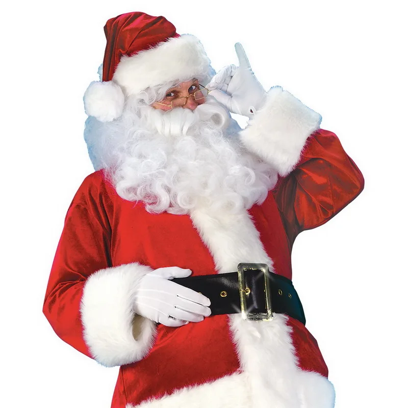 

Promotion Christmas Santa Claus Costume Cosplay Clothes Fancy Dress Women Men 7pcs/set Costume Suit For Adults Hot