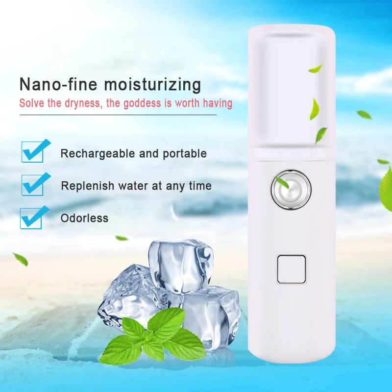 

Portable facial beauty instrument moisturizing nano spray mobile power USB charging mini ultrasonic steam face beauty tool