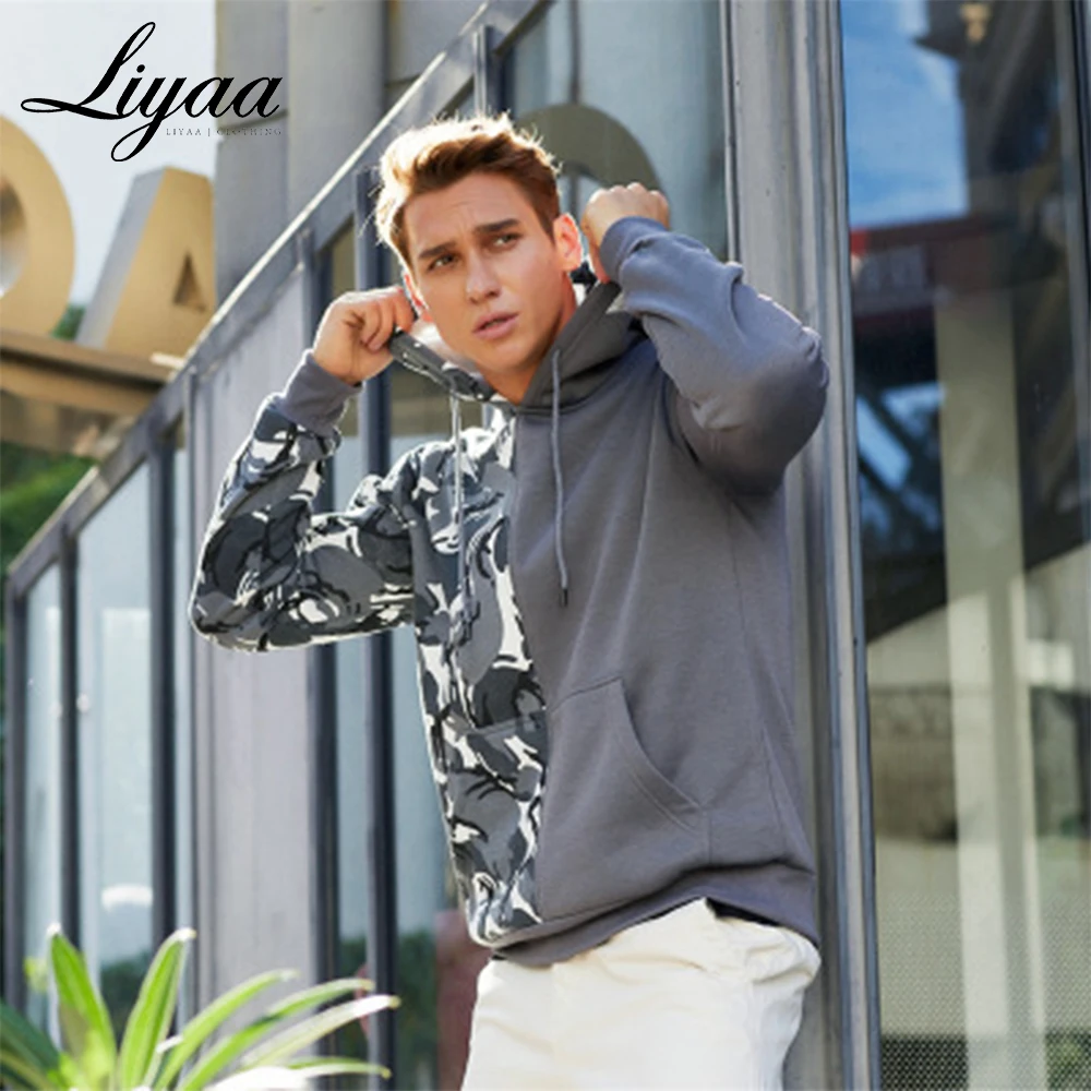 Liyaa качественные Брендовые мужские лоскутные толстовки Модные повседневные с
