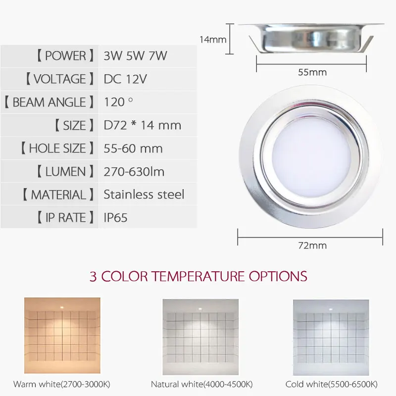 Светодиодный светильник из нержавеющей стали IP65 304 точечная Миниатюрная лампа