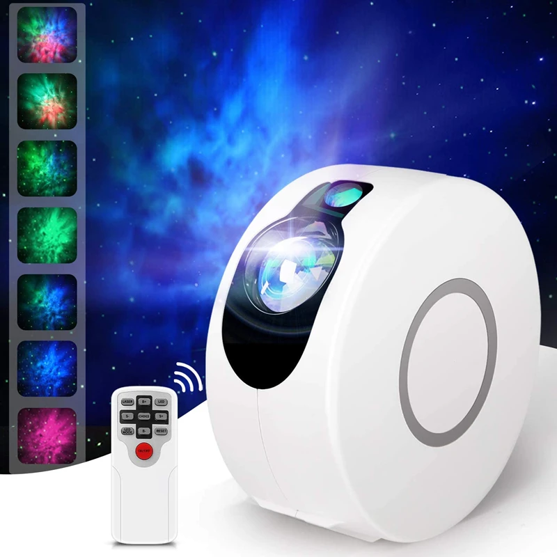 Laser Galaxy Starry Sky Projector Lamp Rotating Water Waving Night Light Led Colorful Nebula Cloud Bedroom Beside Lamp Best Gift
