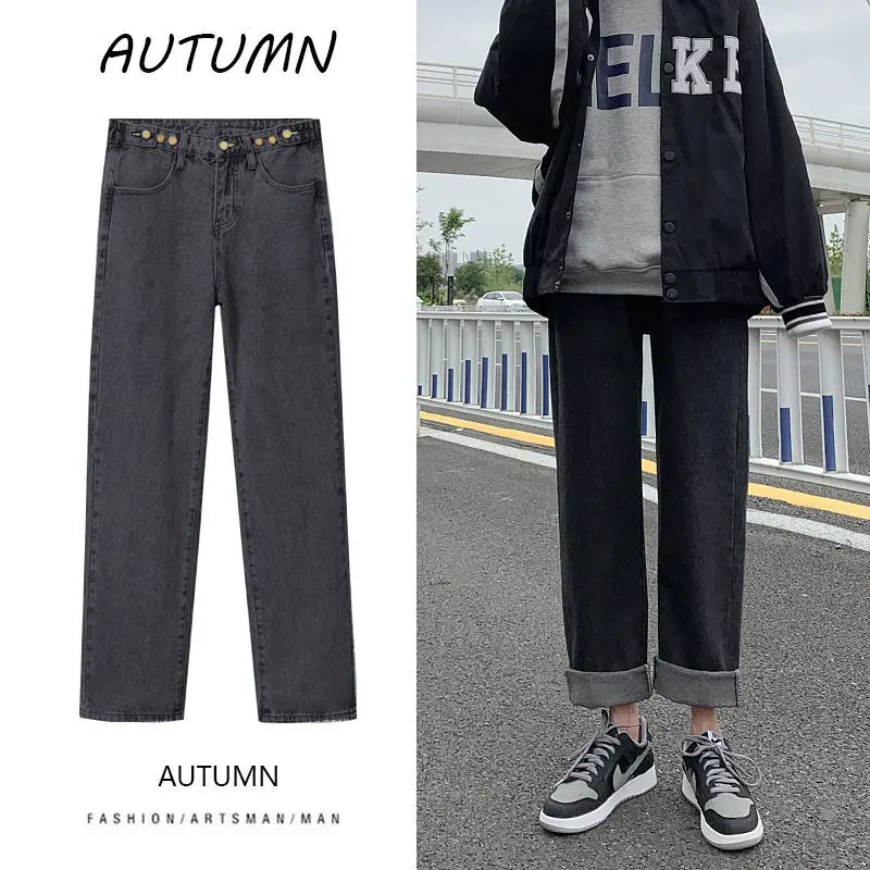 

2021 spring and summer jeans women's straight tube loose Korean student's high waist show high show thin daddy pants
