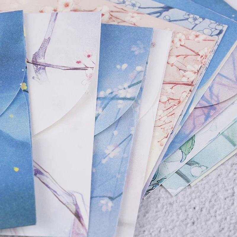 

10 Sets Cute Chinese Vintage Style Flowers Paper Envelope For Letter Creative Stationery Paper Postcards Card Scrapbooking