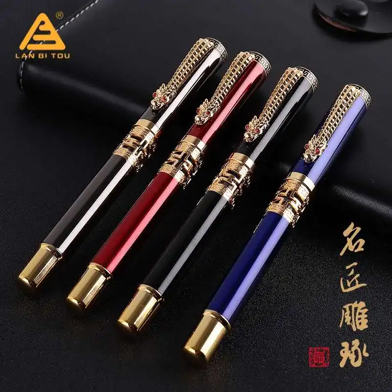 

Lanbitou 2027 перьевая ручка металлическая шариковая ручка тонкий наконечник дракон зажим Бизнес канцелярские школьные письменные принадлежнос...